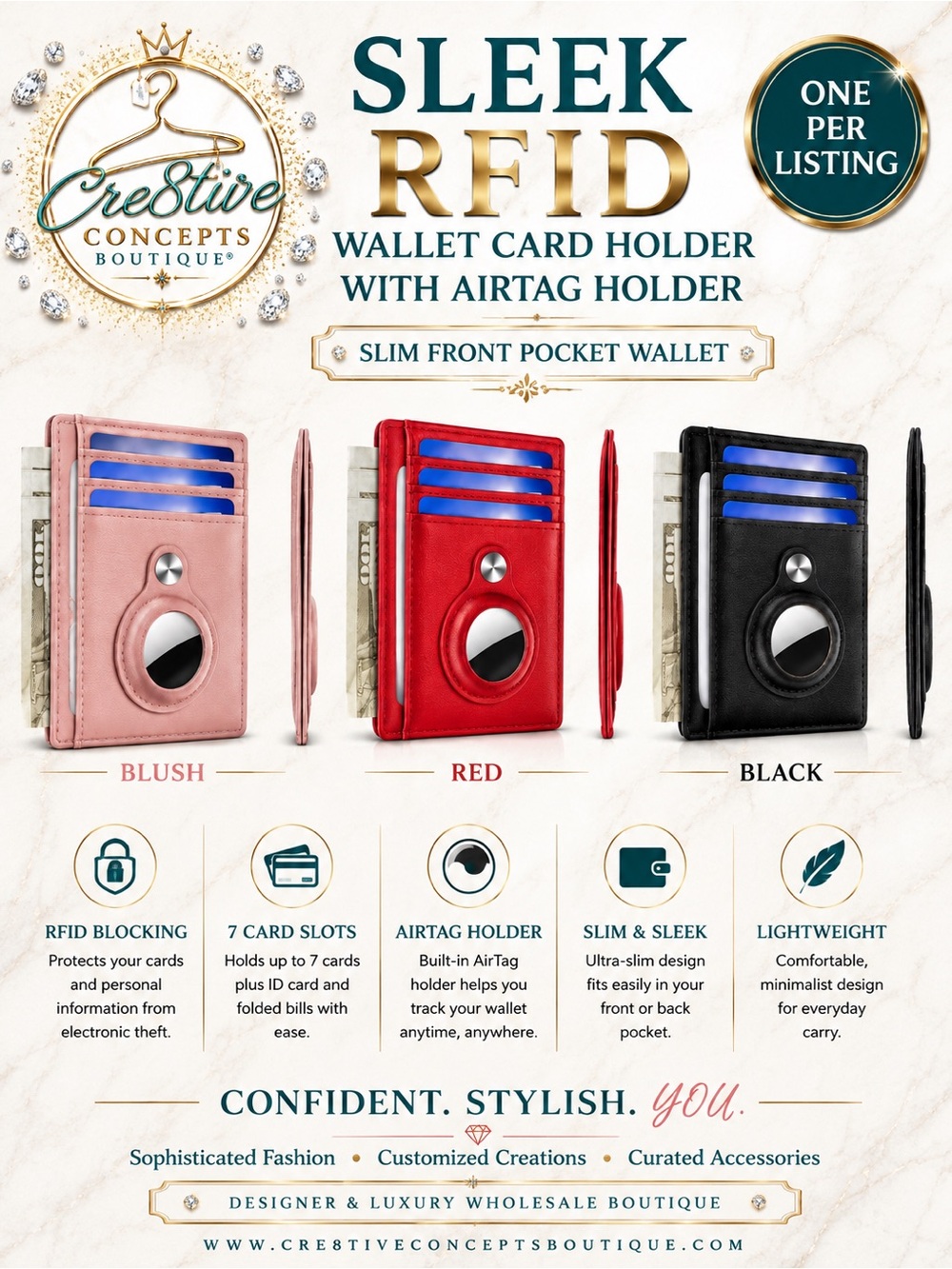 Sleek RFID Card Holder with Tracker Slot-Unisex - Picture 6 of 12